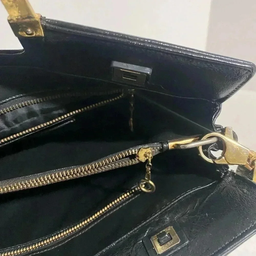 Suarez vintage black leather satchel handbag